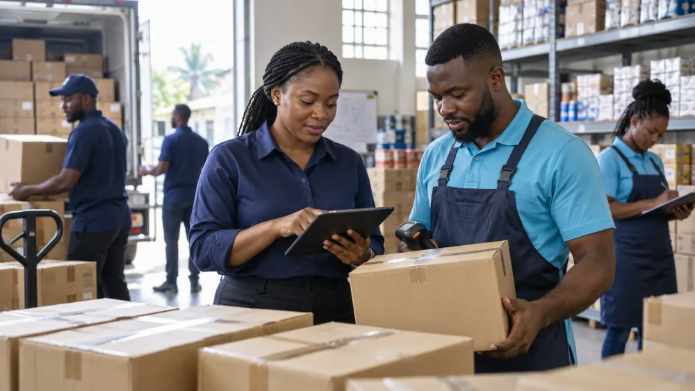 Branch team verifying a stock transfer